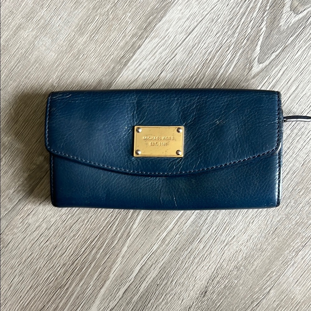 Michael Kors Dark Blue Leather Clutch